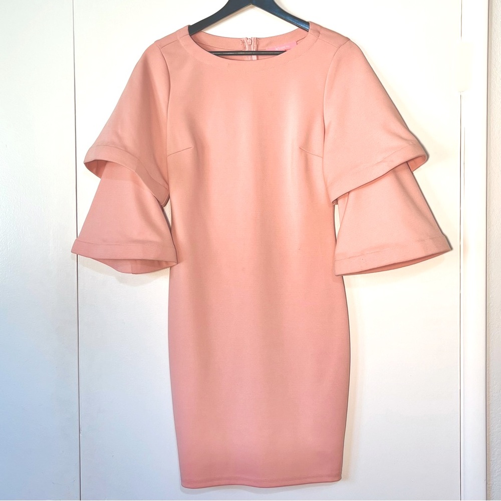 Pink Tiered bell arm midi dress small